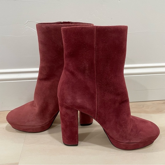MICHAEL Michael Kors Size 9 Frenchie Platform Booties *Flaw* Burgundy Suede - Picture 6 of 15